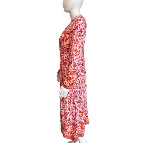 R. Vivimos Pink &‎ Red Tassel Boho Maxi Dress Size S - Picture 8 of 11